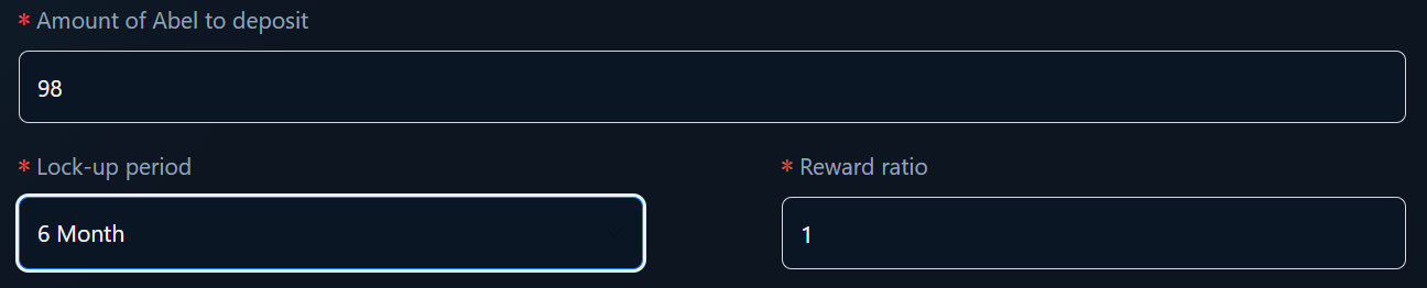 Enter Staking Amount and Select Lock-up Period