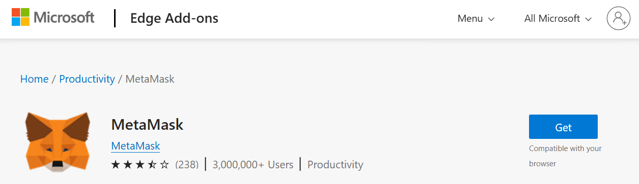 Install MetaMask Extension for Microsoft Edge