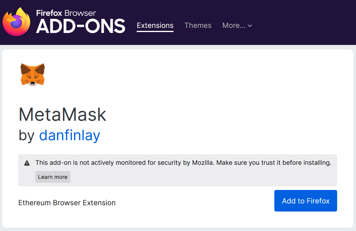 Install MetaMask Extension for Firefox