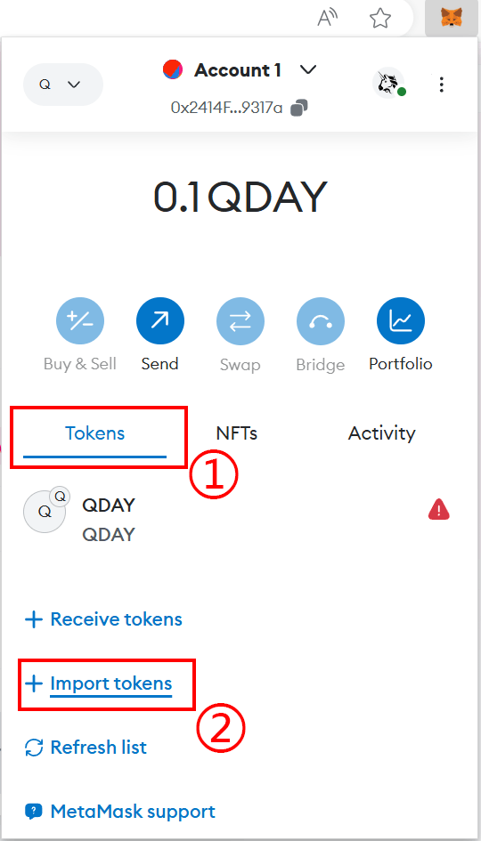 Import Token in MetaMask