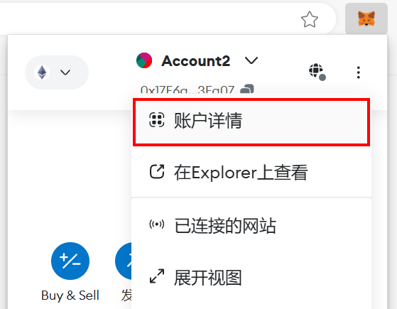 MetaMask 账户详情