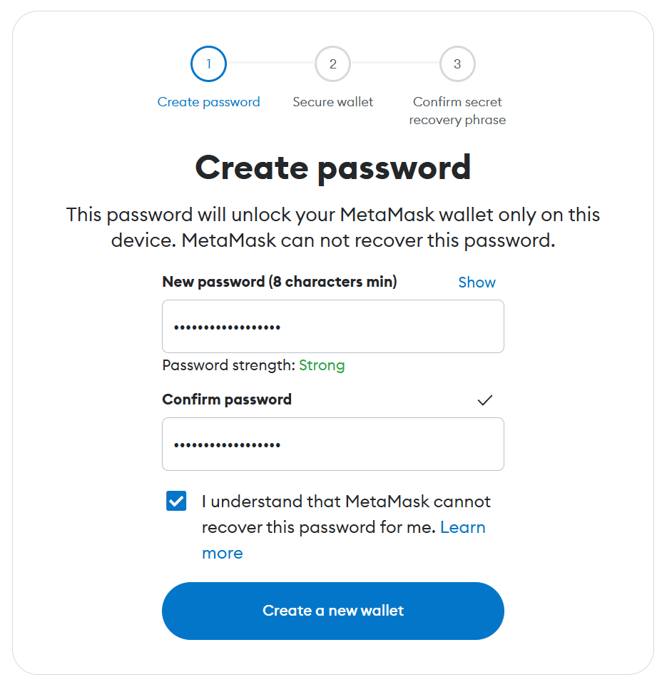 Set MetaMask Password