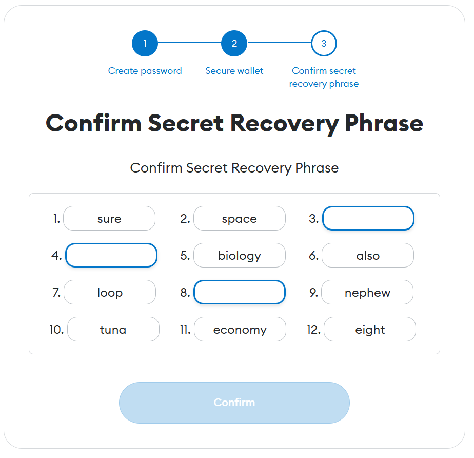 Verify MetaMask Seed Phrase